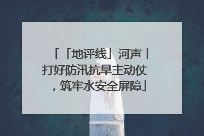 「地评线」河声丨打好防汛抗旱主动仗，筑牢水安全屏障