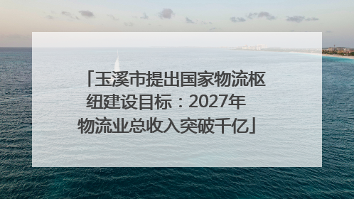 玉溪市提出国家物流枢纽建设目标：2027年物流业总收入突破千亿