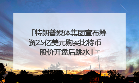 特朗普媒体集团宣布筹资25亿美元购买比特币 股价开盘后跳水