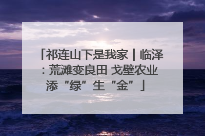 祁连山下是我家｜临泽：荒滩变良田 戈壁农业添“绿”生“金”