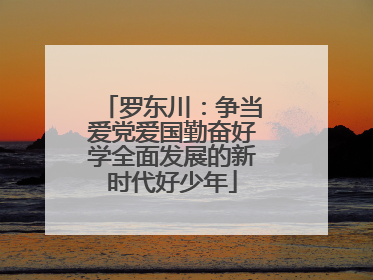 罗东川：争当爱党爱国勤奋好学全面发展的新时代好少年