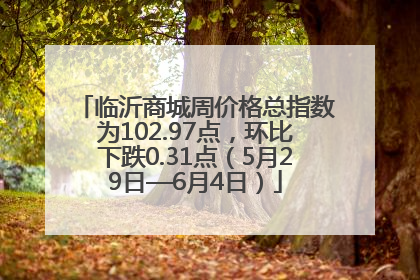 临沂商城周价格总指数为102.97点，环比下跌0.31点（5月29日—6月4日）