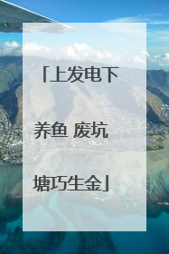 上发电下养鱼 废坑塘巧生金