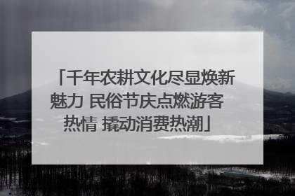 千年农耕文化尽显焕新魅力 民俗节庆点燃游客热情 撬动消费热潮