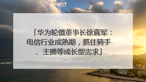 华为轮值董事长徐直军：电信行业成熟期，抓住骑手、主播等成长型需求