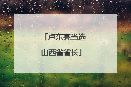卢东亮当选山西省省长