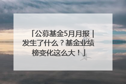 公募基金5月月报｜发生了什么？基金业绩榜变化这么大！