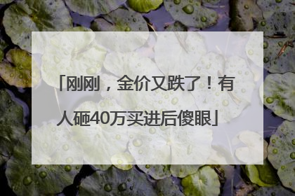 刚刚，金价又跌了！有人砸40万买进后傻眼