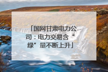 国网甘肃电力公司：电力交易含“绿”量不断上升