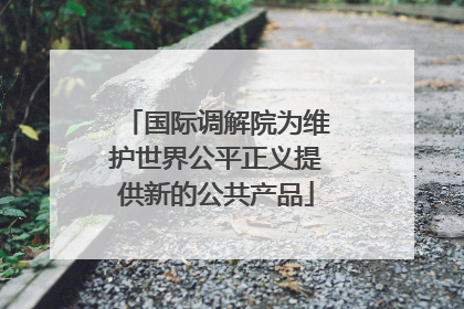 国际调解院为维护世界公平正义提供新的公共产品