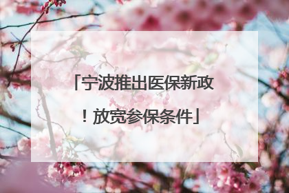 宁波推出医保新政！放宽参保条件