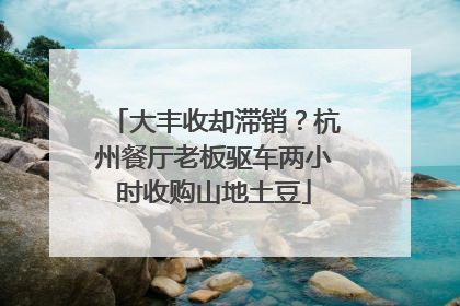 大丰收却滞销？杭州餐厅老板驱车两小时收购山地土豆