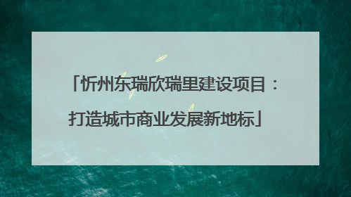 忻州东瑞欣瑞里建设项目：打造城市商业发展新地标