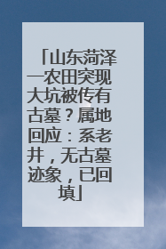 山东菏泽一农田突现大坑被传有古墓？属地回应：系老井，无古墓迹象，已回填