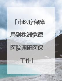 市医疗保障局到株洲恺德医院调研医保工作