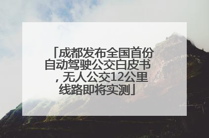 成都发布全国首份自动驾驶公交白皮书，无人公交12公里线路即将实测