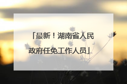 最新！湖南省人民政府任免工作人员
