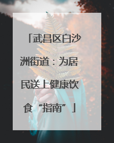 武昌区白沙洲街道：为居民送上健康饮食“指南”