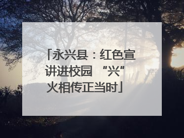 永兴县：红色宣讲进校园 “兴”火相传正当时
