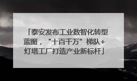 泰安发布工业数智化转型蓝图，“十百千万”梯队+灯塔工厂打造产业新标杆
