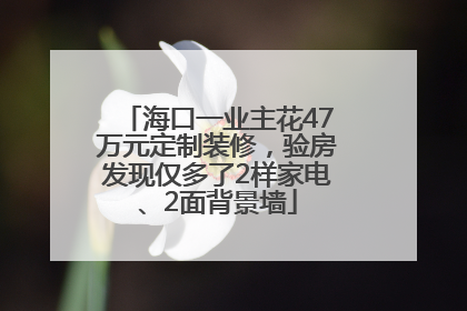 海口一业主花47万元定制装修，验房发现仅多了2样家电、2面背景墙