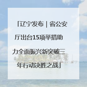 辽宁发布｜省公安厅出台15项举措助力全面振兴新突破三年行动决胜之战