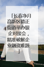 长春净月高新区德正街道举办银企对接会，精准破解企业融资难题
