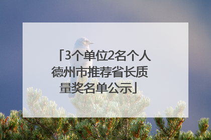 3个单位2名个人 德州市推荐省长质量奖名单公示