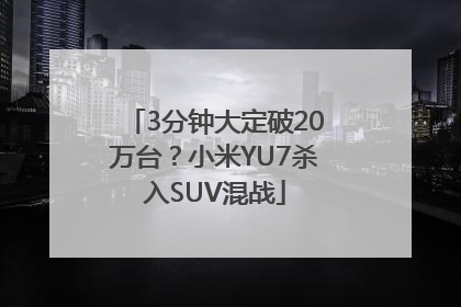 3分钟大定破20万台？小米YU7杀入SUV混战