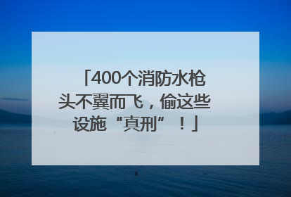400个消防水枪头不翼而飞，偷这些设施“真刑”！