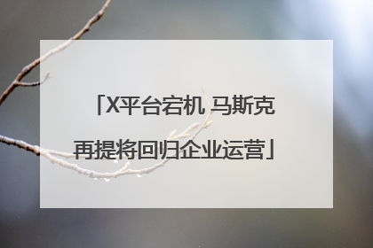 X平台宕机 马斯克再提将回归企业运营